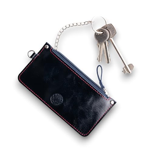 Geldbörse aus Leder mit Schlüsselhalter und Schlüsseletui - Kompakte Reißverschluss-Halterung für Damen und Herren, blau, 5,5 x 10 см Geldbörse aus Leder mit Schlüsselhalter und Schlüsseletui - Kompakte Reißverschluss-Halterung für Damen und Herren, blau, 5,5 x 10 см von MAGOR