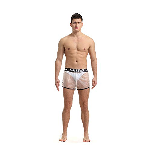 MAGREAT Badehose für Herren, PVC, transparent, lose Strand-Shorts, schnell trocknend, sexy Bademode Gr. XL, Transparenter schwarzer Rand von MAGREAT