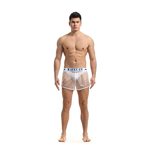 MAGREAT Badehose für Herren, PVC, transparent, lose Strand-Shorts, schnell trocknend, sexy Bademode Gr. XL, Transparenter weißer Rand von MAGREAT