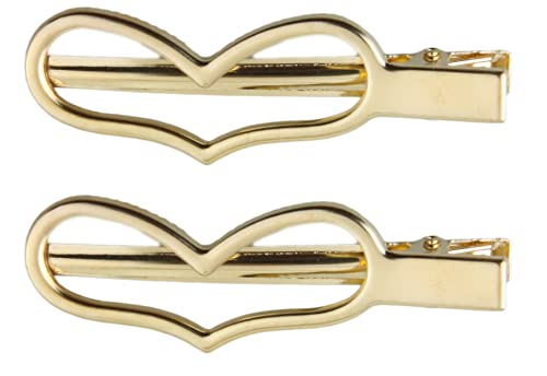 MAHAVIMOKSA KC Gold Alligator Haarspangen Metall Haarspangen Haarspangen für Frauen und Mädchen DIY Handwerk (70 x 23 mm Herz) 20 Stück von MAHAVIMOKSA