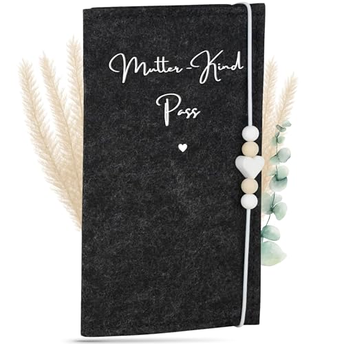 MAHEWA® Mutter-Kind-Pass-Hülle Österreich aus Filz | MKP-Hülle Muki-Passhülle Oesterreich Filz Mutterpass-Organizer Tasche Schutzhülle | Mutterkindpass-Umschlag Mama-kindpass | Anthrazit von MAHEWA