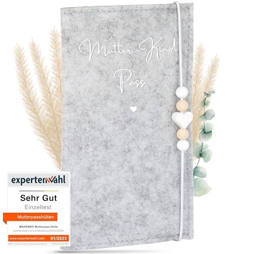 MAHEWA® Mutter-Kind-Pass-Hülle Österreich aus Filz | MKP-Hülle Muki-Passhülle Oesterreich Filz Mutterpass-Organizer Tasche Schutzhülle | Mutterkindpass-Umschlag Mama-kindpass | Hellgrau von MAHEWA