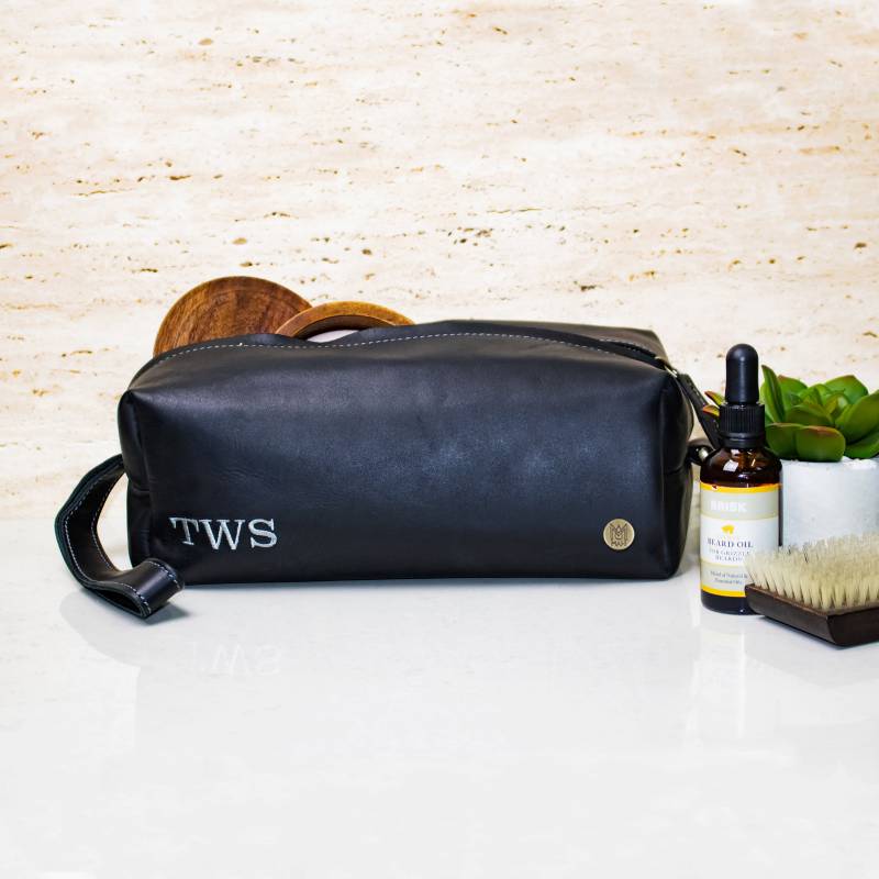Herren Leder Kulturbeutel Mit Personalisierten Initialen - Mengenrabatte Rasierbeutel/Kulturbeutel Handgefertigt Individuellem Monogramm von MAHILeather