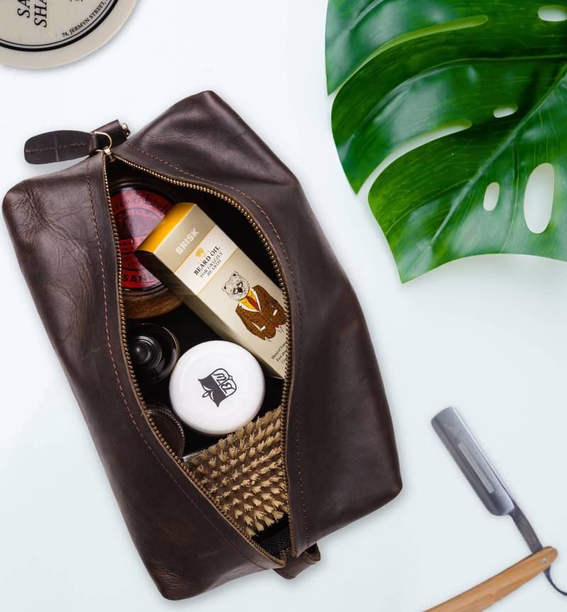 Personalisiertes Herren Leder Dopp Kit | Kulturbeutel Aus Personalisierte Initialen & Interne Stickerei Mengenrabatte Monogramm Rasierbeutel von MAHILeather