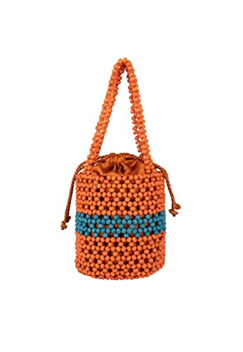 MAHISHA Women's Bucket Bag aus Perlen, ORANGE Mehrfarbig von MAHISHA