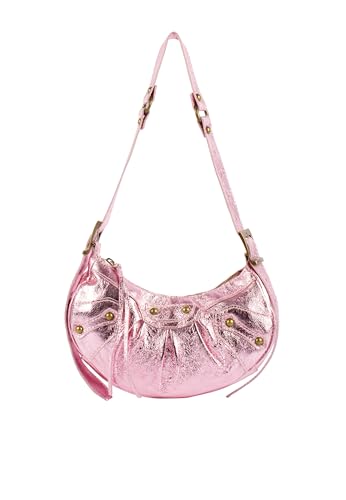 MAHISHA Women's Schultertasche aus Metallic-Leder, ROSA von MAHISHA