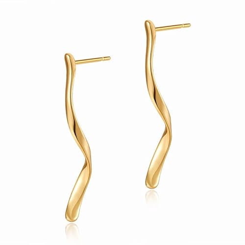 Klobige Gold-Ohrstecker für Damen, 14 Karat vergoldet, Tropfenform, Statement-Ohrringe, leicht, gehämmert, baumelnde Ohrringe für Frauen, Edelstahl, Kein Edelstein Klobige Gold-Ohrstecker für Damen, 14 Karat vergoldet, Tropfenform, Statement-Ohrringe, leicht, gehämmert, baumelnde Ohrringe für Frauen, Edelstahl, Kein Edelstein von MAHSOD