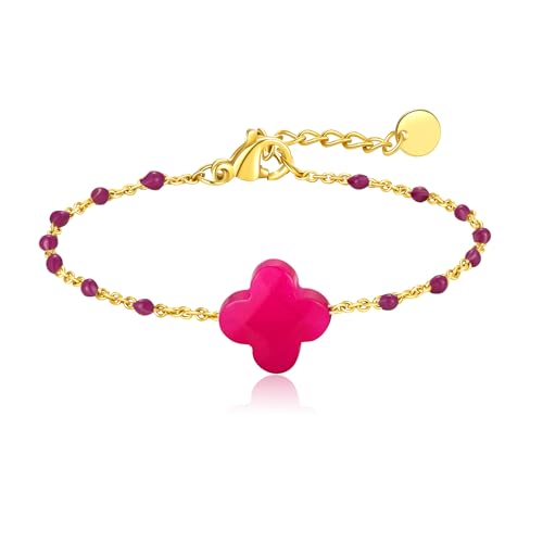 MAHSOD 18 Karat vergoldetes Kleeblatt-Glücksarmband, kleines niedliches Kleeblatt-Anhänger-Armband für Frauen, Handgelenkschmuck, Herzarmband für Frauen, Edelstahl-Herz-Anhänger, Gliederarmband MAHSOD 18 Karat vergoldetes Kleeblatt-Glücksarmband, kleines niedliches Kleeblatt-Anhänger-Armband für Frauen, Handgelenkschmuck, Herzarmband für Frauen, Edelstahl-Herz-Anhänger, Gliederarmband von MAHSOD
