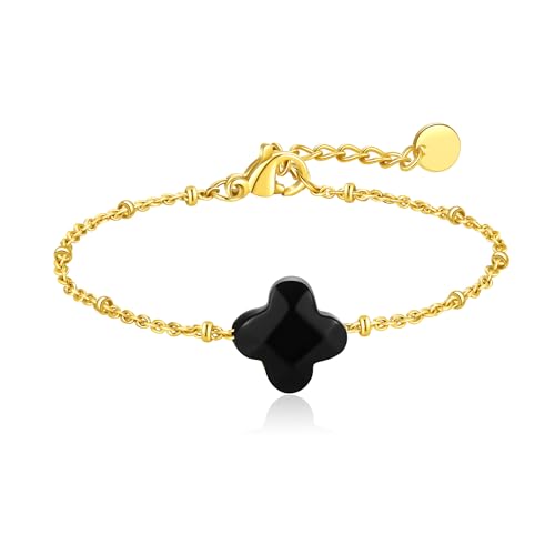 MAHSOD 18 Karat vergoldetes Kleeblatt-Glücksarmband, kleines niedliches Kleeblatt-Anhänger-Armband für Frauen, Handgelenkschmuck, Herzarmband für Frauen, Edelstahl-Herz-Anhänger, Gliederarmband MAHSOD 18 Karat vergoldetes Kleeblatt-Glücksarmband, kleines niedliches Kleeblatt-Anhänger-Armband für Frauen, Handgelenkschmuck, Herzarmband für Frauen, Edelstahl-Herz-Anhänger, Gliederarmband von MAHSOD