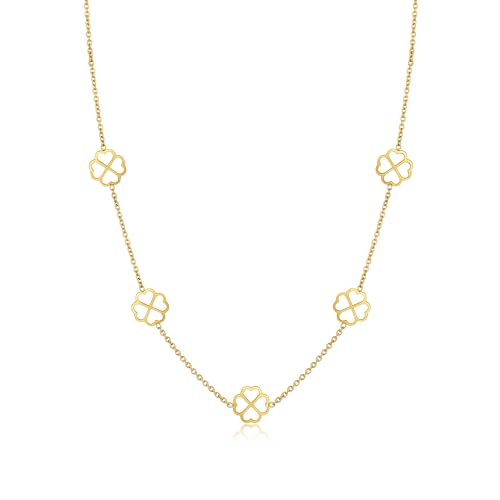 MAHSOD Halskette mit goldener Schleife, zierliche Schleifen-Halskette für Damen, kleiner, niedlicher Schleifen-Anhänger, Station Halsketten für Frauen, 18 Karat vergoldeter Edelstahl, Glücks-4 MAHSOD Halskette mit goldener Schleife, zierliche Schleifen-Halskette für Damen, kleiner, niedlicher Schleifen-Anhänger, Station Halsketten für Frauen, 18 Karat vergoldeter Edelstahl, Glücks-4 von MAHSOD