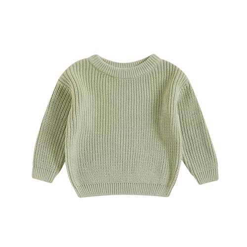 MAHUAOYIXI Baby Jungen Mädchen Herbst Pullover Einfarbig Strickpullover Langarm Rundhalsausschnitt Warm Winter Strickwaren Tops von MAHUAOYIXI
