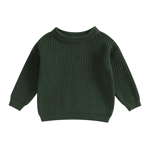 MAHUAOYIXI Baby Jungen Mädchen Herbst Pullover Einfarbige Strickpullover Langarm Rundhalsausschnitt Pullover Baby Jungen Mädchen Warm Winter Strickwaren Baby Pullover Tops von MAHUAOYIXI