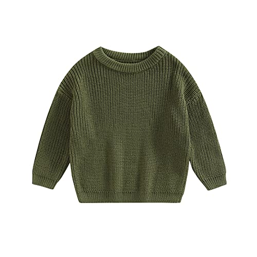 MAHUAOYIXI Baby Jungen Mädchen Herbst Pullover Einfarbig Strickpullover Langarm Rundhalsausschnitt Warm Winter Strickwaren Tops von MAHUAOYIXI