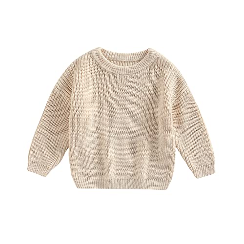 MAHUAOYIXI Baby Jungen Mädchen Herbst Pullover Einfarbige Strickpullover Langarm Rundhalsausschnitt Pullover Baby Jungen Mädchen Warm Winter Strickwaren Baby Pullover Tops von MAHUAOYIXI