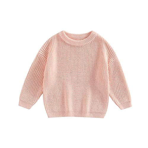 MAHUAOYIXI Baby Jungen Mädchen Herbst Pullover Einfarbige Strickpullover Langarm Rundhalsausschnitt Pullover Baby Jungen Mädchen Warm Winter Strickwaren Baby Pullover Tops von MAHUAOYIXI
