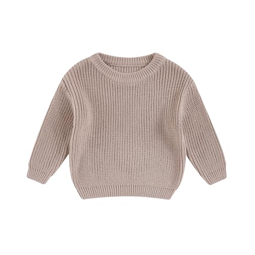 MAHUAOYIXI Baby Jungen Mädchen Herbst Pullover Einfarbig Strickpullover Langarm Rundhalsausschnitt Warm Winter Strickwaren Tops von MAHUAOYIXI