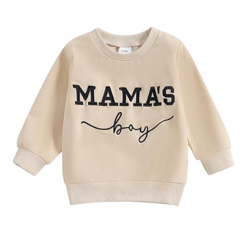 MAHUAOYIXI Baby Jungen Sweatshirt Hebst Sweatshirt Mama's Boy Stickerei Sweatshirt Langarm Rundhals Buchstaben Stickerei T Shirt Baby Lässiges Sweatshirt Baby Jungen Mama's Boy Sweatshirt von MAHUAOYIXI