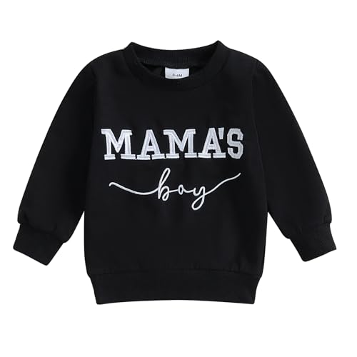 MAHUAOYIXI Baby Jungen Sweatshirt Hebst Sweatshirt Mama's Boy Stickerei Sweatshirt Langarm Rundhals Buchstaben Stickerei T Shirt Baby Lässiges Sweatshirt Baby Jungen Mama's Boy Sweatshirt von MAHUAOYIXI