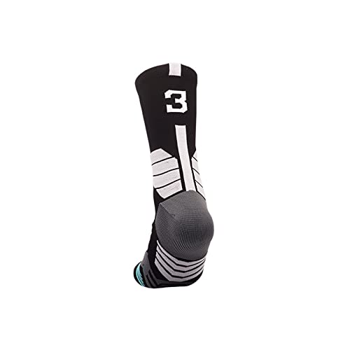 MAHZA Individuelle Unisex-Sportsocken Basketball Fußballspieler Trikotnummer Crew Socken, 1 STK (B3,F) von MAHZA