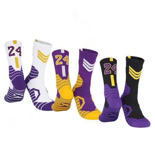 MAHZA Unisex Elite Basketball Socken Teamnummer Athletische Baumwollsocken Fans Geschenk (24-3,F) von MAHZA