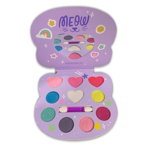 Kinder Lidschatten Palette, Kinderschminke Set Mädchen, Ungiftig Waschanfall, Glitzer Farben mit Spiegel, Geschenk für Halloween Prinzessin Schminkkoffer von MAIANY