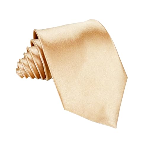 MAIANY Herren Krawatten, Klassische 8 cm Satin-Krawatte in einfarbigem Design, Klassische Hochzeit Krawatte für Büro oder Festliche Veranstaltungen (beige) von MAIANY