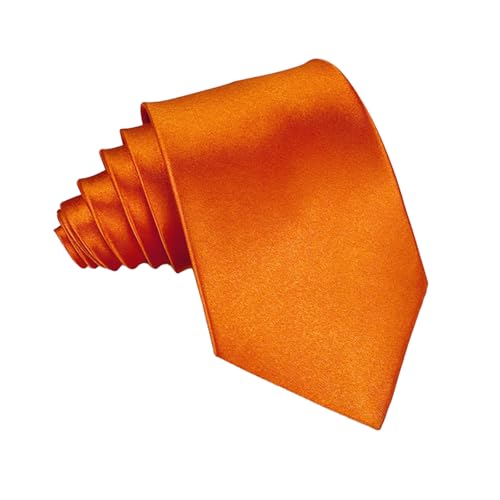 MAIANY Herren Krawatten, Klassische 8 cm Satin-Krawatte in einfarbigem Design, Klassische Hochzeit Krawatte für Büro oder Festliche Veranstaltungen (orange) von MAIANY