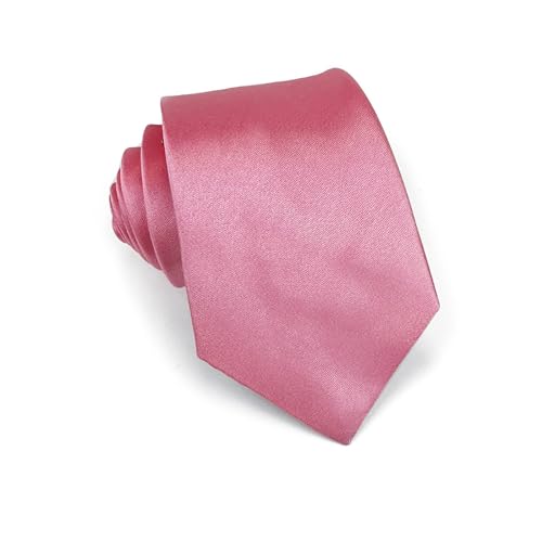 MAIANY Herren Krawatten, Klassische 8 cm Satin-Krawatte in einfarbigem Design, Klassische Hochzeit Krawatte für Büro oder Festliche Veranstaltungen (rosa) von MAIANY