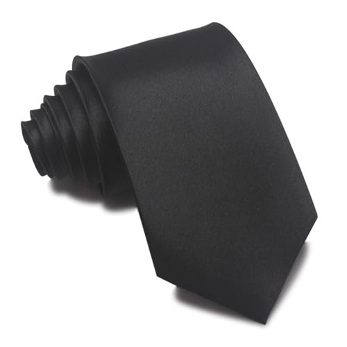 MAIANY Herren Krawatten, Klassische 8 cm Satin-Krawatte in einfarbigem Design, Klassische Hochzeit Krawatte für Büro oder Festliche Veranstaltungen (schwarz) von MAIANY