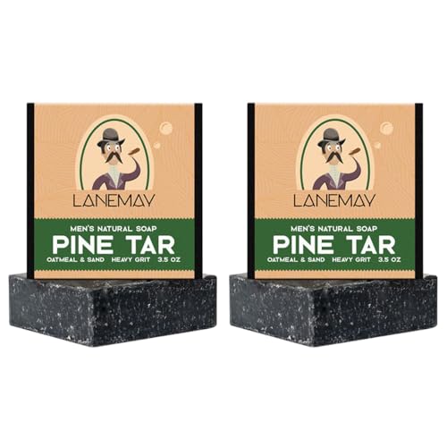 All-Natural Soap Bar for Men | Natürliche Seife für Männer | Cold Process Pine Tar Soap | Handmade Natural Bar Soap for Men zur Befeuchtung, Aufhellung, Entfettung und Entfernung von Milben (2pcs) von MAIDONG