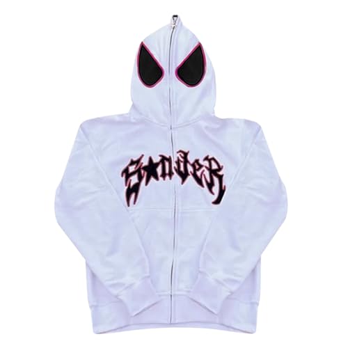 MAIDONG Spider Hoodie | Spinnen-Hoodies für Männer Y2k Zip Up Hoodie Spider Grunge Jahrgang Gothic Kapuzenjacke Halloween Spinnen-Kapuzenpullover übergroßer mit Reißverschluss von MAIDONG