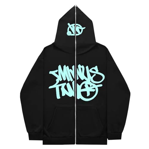 Minus-Two Cargo Hoodie | Herren Minus-Two Hoodie | Y2K Kapuzenpullover Hip Hop Streetwear Urban Pullover Unisex Casual Jacke | Vintage-Streetwear-Jackenmantel für Mädchen und Jungen von MAIDONG