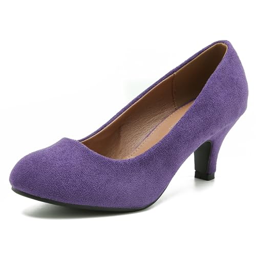 Klassische Damen-Pumps mit runder Zehenpartie, mit niedrigem Kitten-Absatz, Wildleder Lila, 40 EU Klassische Damen-Pumps mit runder Zehenpartie, mit niedrigem Kitten-Absatz, Wildleder Lila, 40 EU von MAIERNISI JESSI