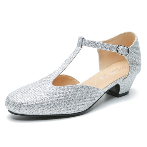 MAIERNISI JESSI Damen T-Riemen Low Chunky Heel Mary Jane Pumps Cut Out Hochzeitskleid Schuhe, Silber Glitter, 43 EU MAIERNISI JESSI Damen T-Riemen Low Chunky Heel Mary Jane Pumps Cut Out Hochzeitskleid Schuhe, Silber Glitter, 43 EU von MAIERNISI JESSI