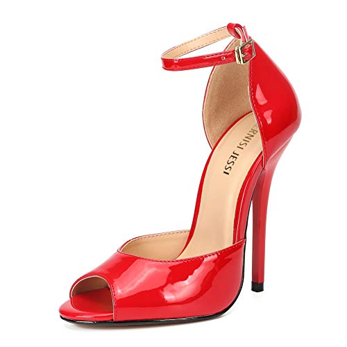 MAIERNISI JESSI Unisex Peep Toe Stiletto High Heels Knöchelriemchen Sandalen, Rot/Ausflug, einfarbig (Getaway Solids), 16 Women/14.5 Men von MAIERNISI JESSI