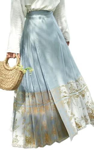 MAIFURUN Retro Hanfu Pferdegesicht Rock Set Modern Elegant Frauen Traditionelle Orientalische Kostüm Mode Durchführen Tanzkleidung Codplay, Hellblaues Kleid, S von MAIFURUN