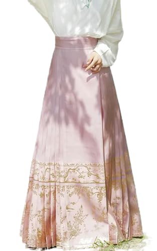 MAIFURUN Retro Hanfu Pferdegesicht Rock Set Modern Elegant Frauen Traditionelle Orientalische Kostüm Mode Durchführen Tanzkleidung Codplay, Pinkes Kleid, S von MAIFURUN