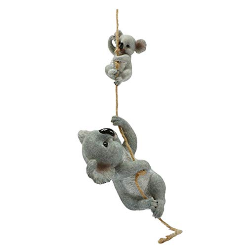 MAIGOIN Gartendeko Balkon Deko Kunstharz Koala Kletterseil Statuen Interessant Tiere Garten Figuren Ornament Wetterfest von MAIGOIN