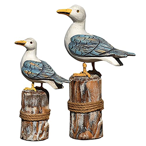 MAIGOIN Möwe Gartendeko Aus Holz, Vogel Gartenstatue Wetterfest Handmade Auã endekoration Lebensecht Tiere Skulptur Ornament von MAIGOIN