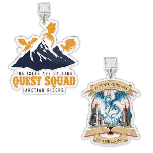 Staubschutzstecker, Motiv: Adventure Begins At Your Library, The Isl*s Are Calling Quest Squad Riders, Kindle, 3,8 cm (1,5 Zoll), Motiv: Drache, Buch, Club, Fantasy, Lightning, Typ C, Acryl-Material von MAILAINK