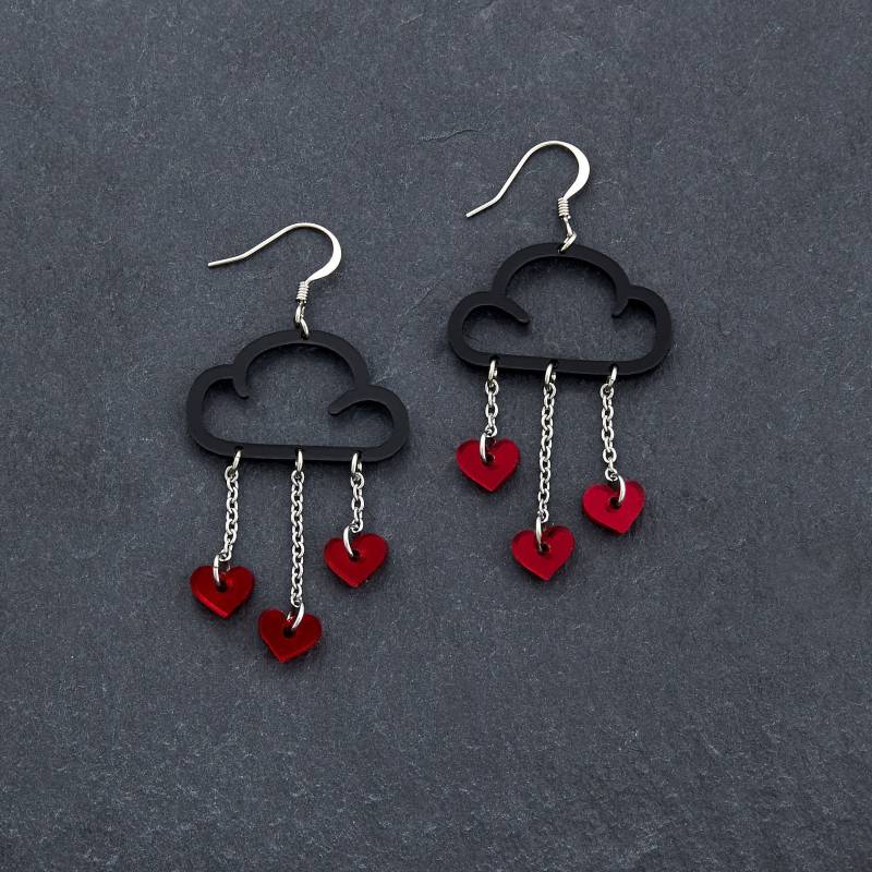 Liebe Regen Schwarze Wolke Ohrringe, Statement Herz Wetter Wählen Sie Ihre Farbe, Haken Oder Ohrclips Liebe Regen Schwarze Wolke Ohrringe, Statement Herz Wetter Wählen Sie Ihre Farbe, Haken Oder Ohrclips von MAINEandMARA