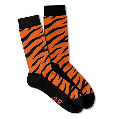 Herren-Geschenksocken, Tigermuster, Geschenk, Andenken für ihn, lässig, Größe 39-45, orange / schwarz, Einheitsgröße von MAINLY SOCKS