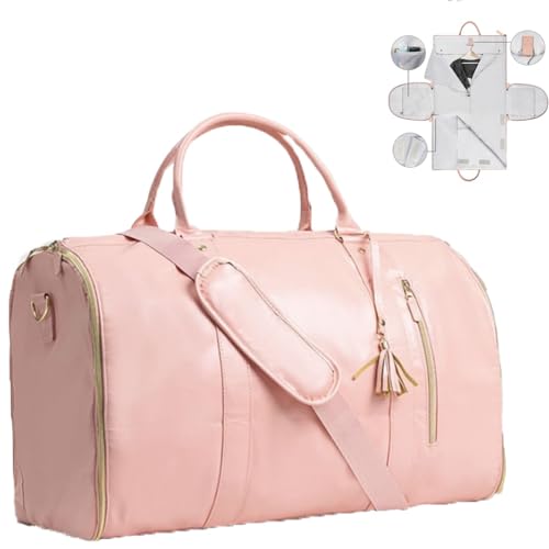 Lucshy Reisetasche, Reisetasche für Reisen, Fitnessstudio, Reisetasche für Männer und Frauen, faltbare Kleidertasche, rose, Einheitsgröße von MAINPICK