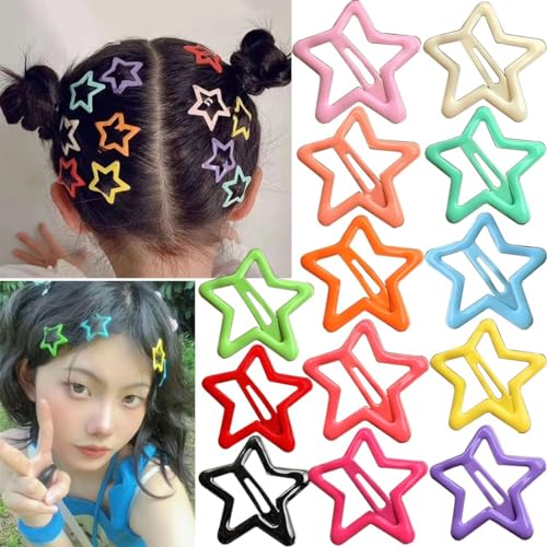 Haarspangen Sterne Klein, Metall Stern Haarspangen, Farbe Stern Haarspangen,Bunte Stern Haarnadeln,Metall Snap Haarclips Für Frauen Mädchen Geschenke von MAIROX