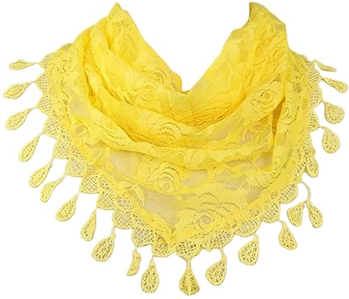 Damen Schal Geschenke für Mütter Damen - Dreiecks-Schal mit Spitze und Quasten Frauen Dreieckstuch Spitze Halstuch Schals Weiblich Elegant Klassischer DE148006 von MAIRY
