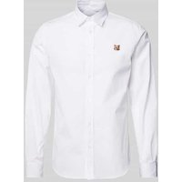 MAISON KITSUNÉ Freizeithemd mit Label-Stitching in Weiss, Größe 40 von MAISON KITSUNÉ