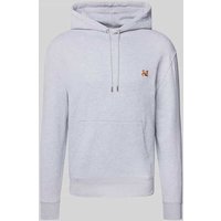 MAISON KITSUNE Hoodie mit Label-Stitching in Hellgrau Melange, Größe L von MAISON KITSUNE