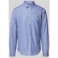 MAISON KITSUNÉ Regular Fit Freizeithemd aus Baumwolle in Bleu, Größe 39 von MAISON KITSUNÉ