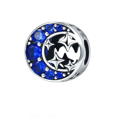 MAITONGG 925 Sterling Silber Blau Charms Perlen Galaxie Stern Mond Schneeflocke Anhänger Fit Frauen Diy Armbänder Feiner Schmuck von MAITONGG