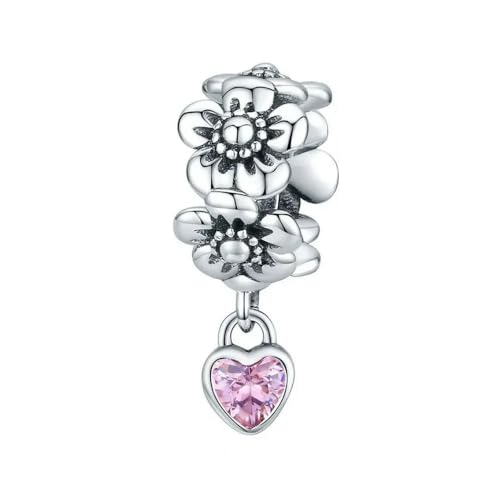 MAITONGG 925 Sterling Silber Blau Rosa Crystsal Charms, Meerjungfrau Engel Flügel Blume Anhänger Perlen Fit Original Armbänder Diy Halskette von MAITONGG